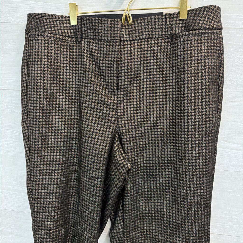 Lane Bryant Black Gold Houndstooth Mid Rise Slim Ankle Pant 18