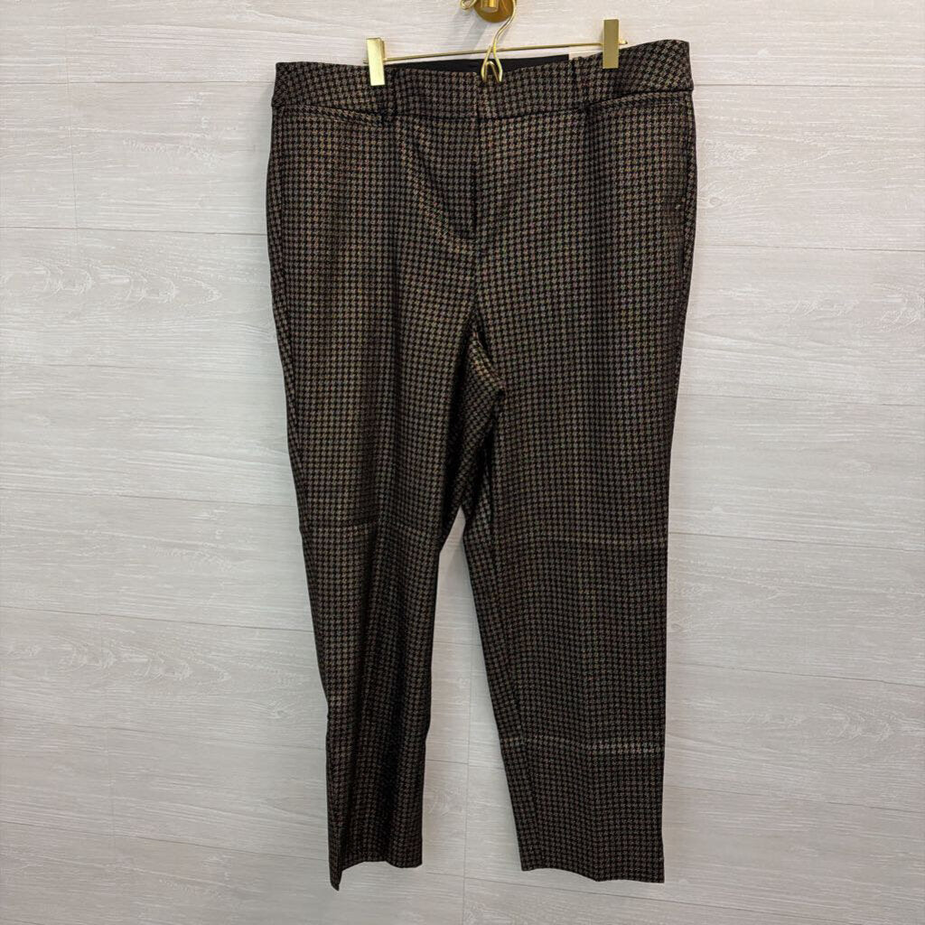 Lane Bryant Black Gold Houndstooth Mid Rise Slim Ankle Pant 18