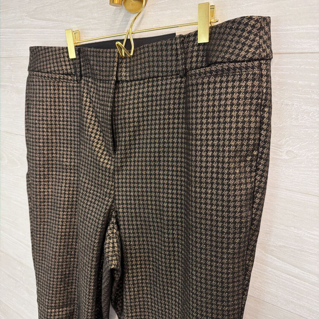 Lane Bryant Black Gold Houndstooth Mid Rise Slim Ankle Pant 18