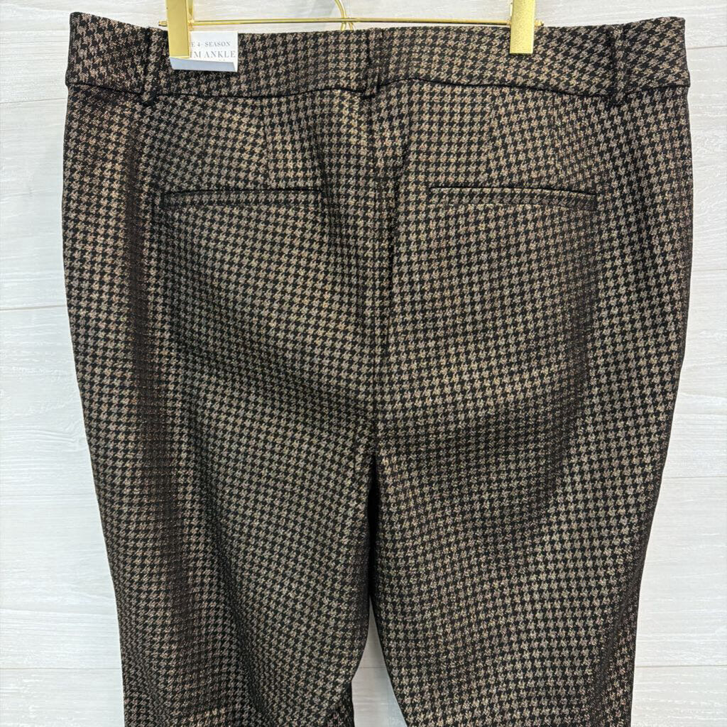 Lane Bryant Black Gold Houndstooth Mid Rise Slim Ankle Pant 18