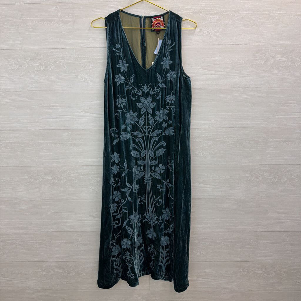 Johnny Was Talithia Velvet Pea V-neck Dress M