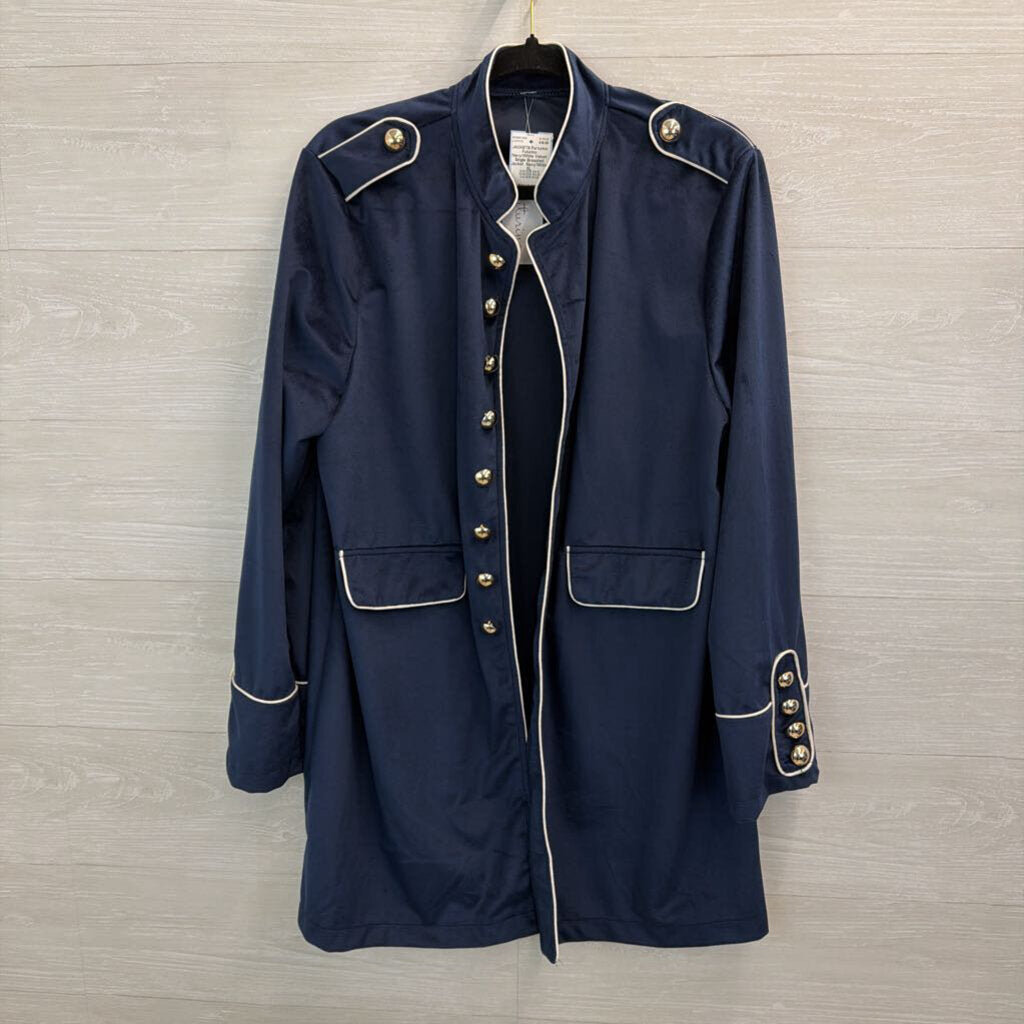 Futurino Navy/White Velvet Single Breasted Jacket