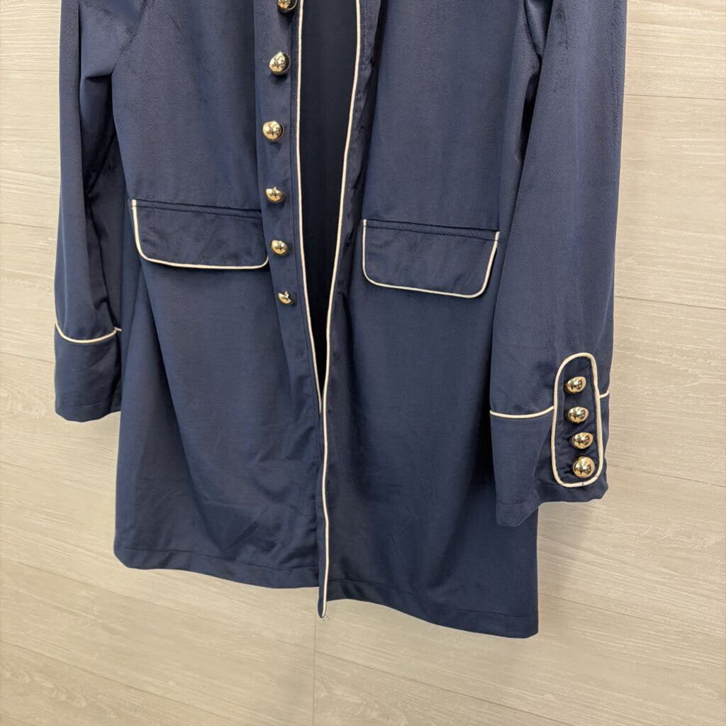 Futurino Navy/White Velvet Single Breasted Jacket
