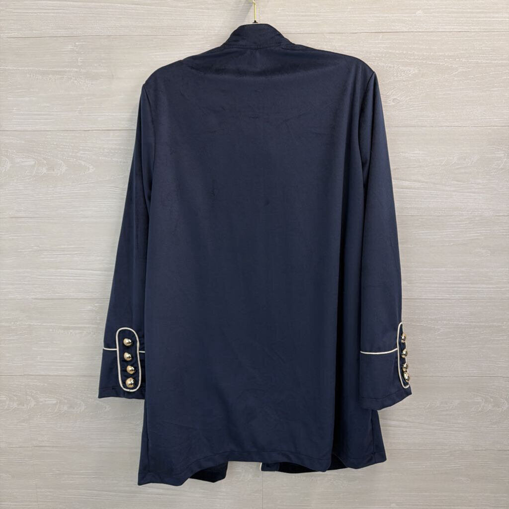 Futurino Navy/White Velvet Single Breasted Jacket
