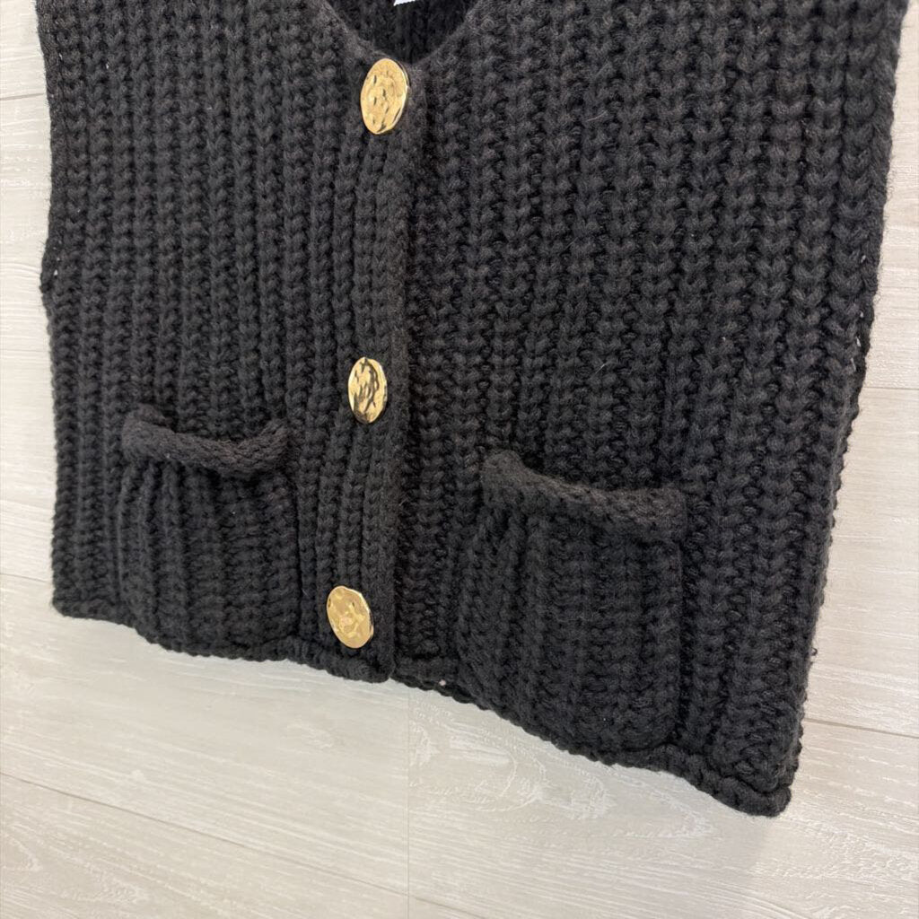 Wisteria Lane Black/Gold Knit Sweater Vest Large