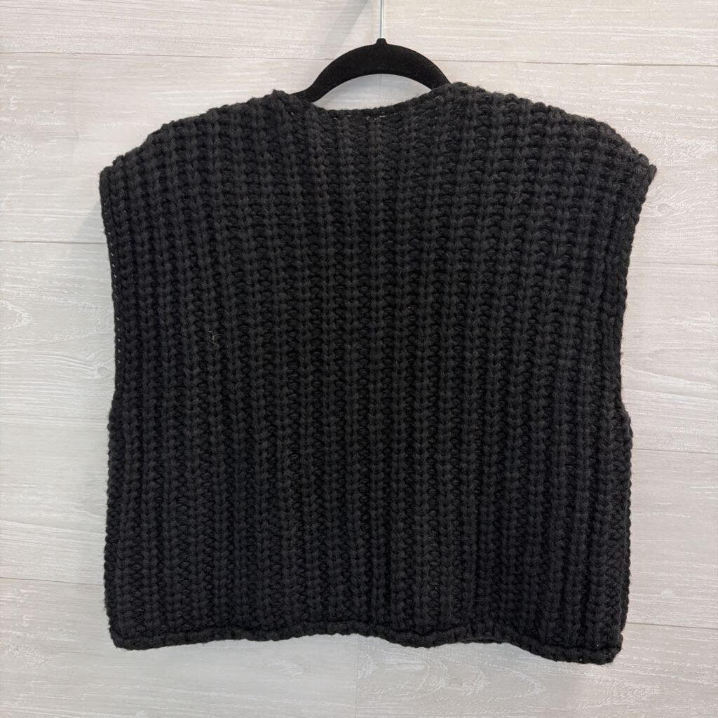 Wisteria Lane Black/Gold Knit Sweater Vest Large
