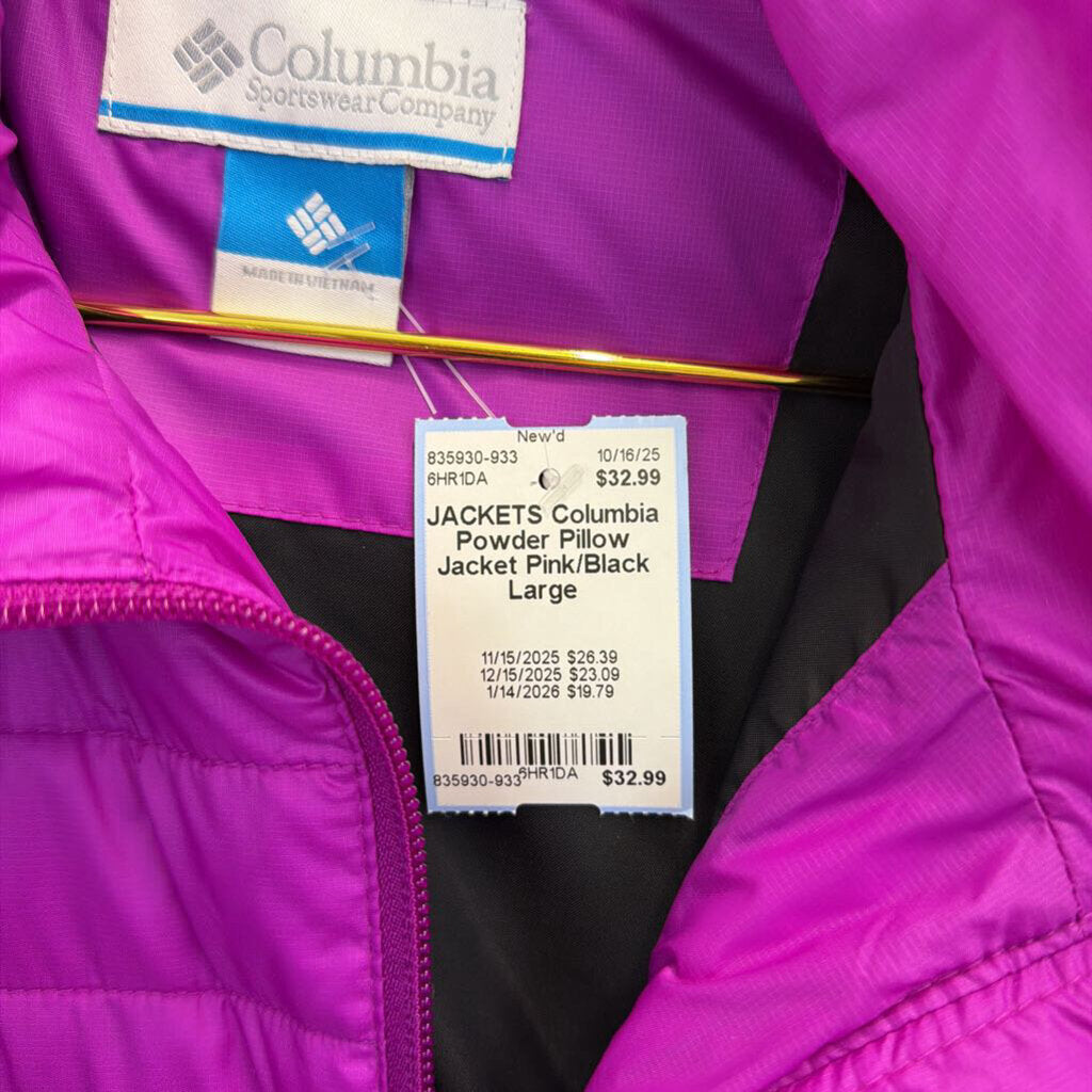 Columbia Powder Pillow Jacket Pink/Black Large