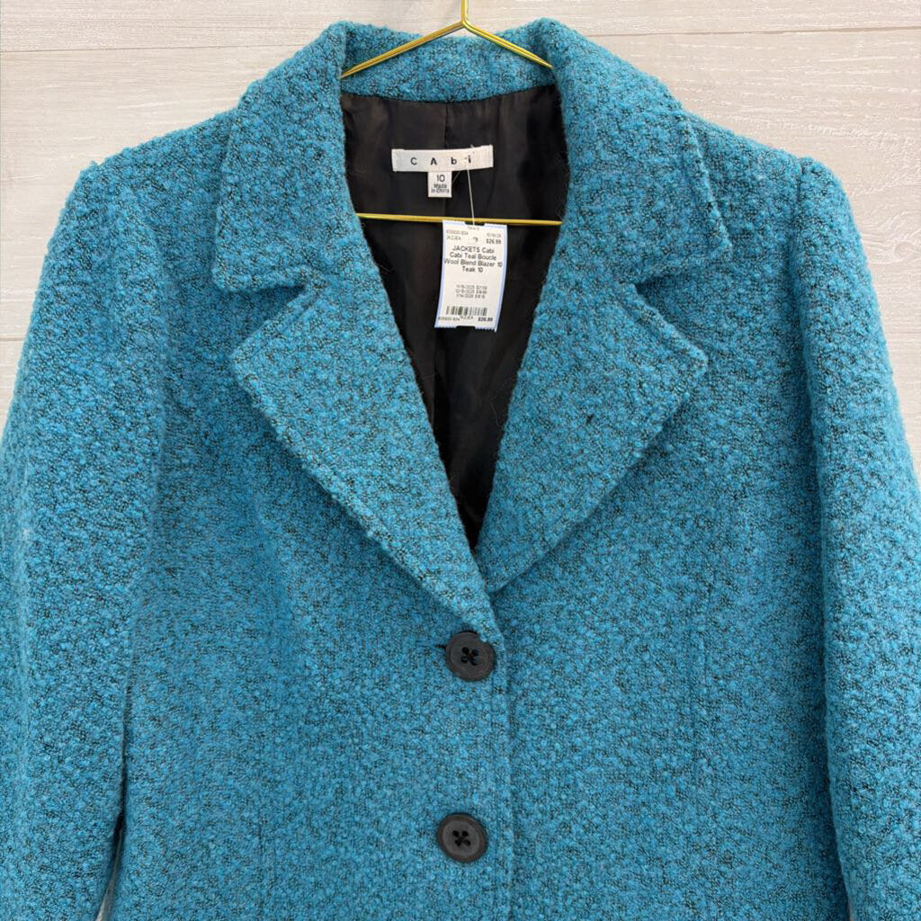 Cabi Teal Boucle Wool Blend Blazer 10