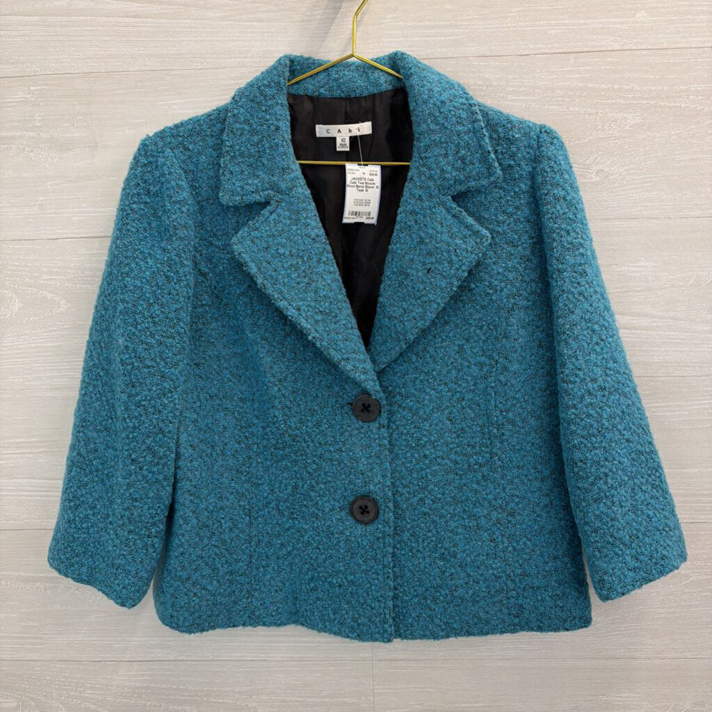 Cabi Teal Boucle Wool Blend Blazer 10