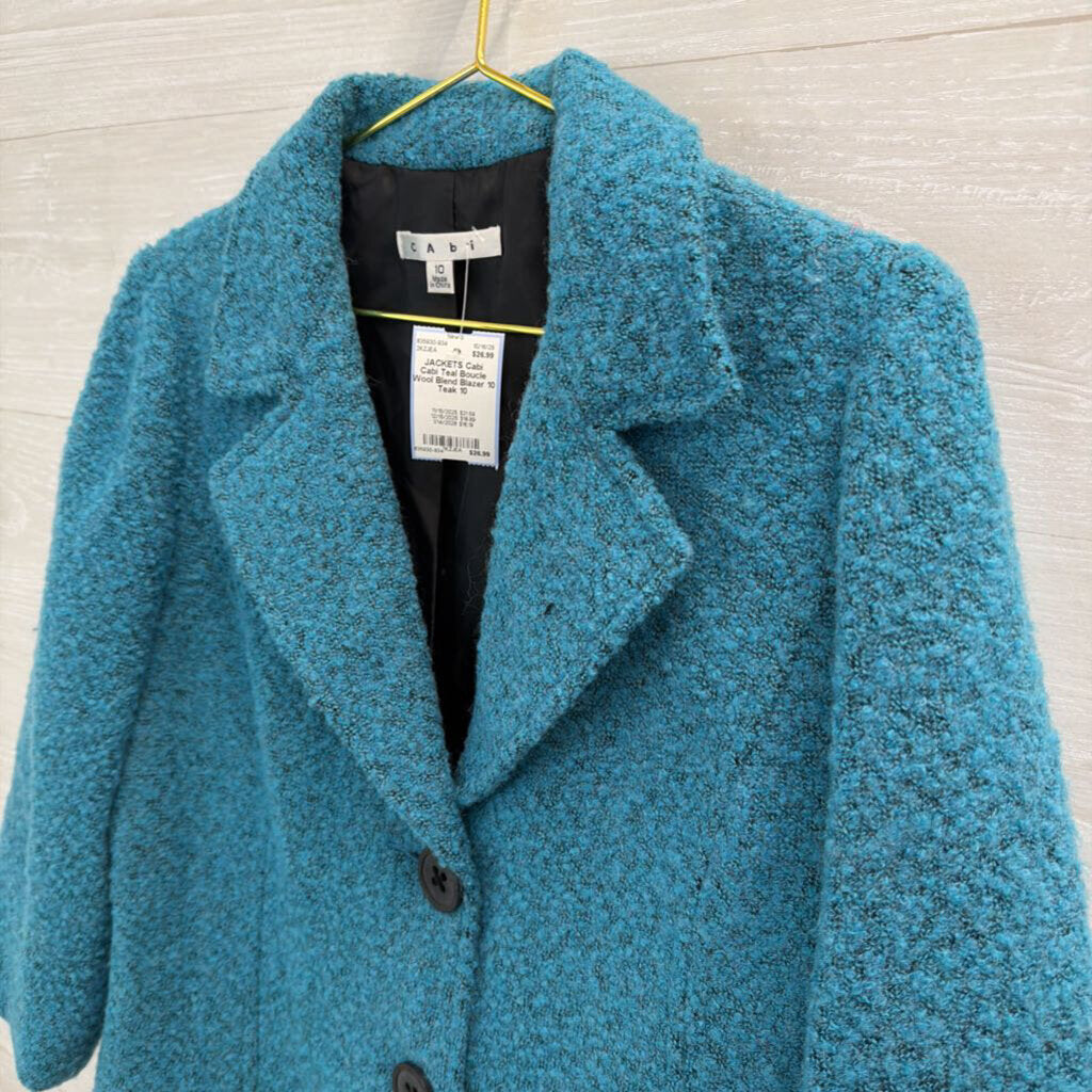 Cabi Teal Boucle Wool Blend Blazer 10
