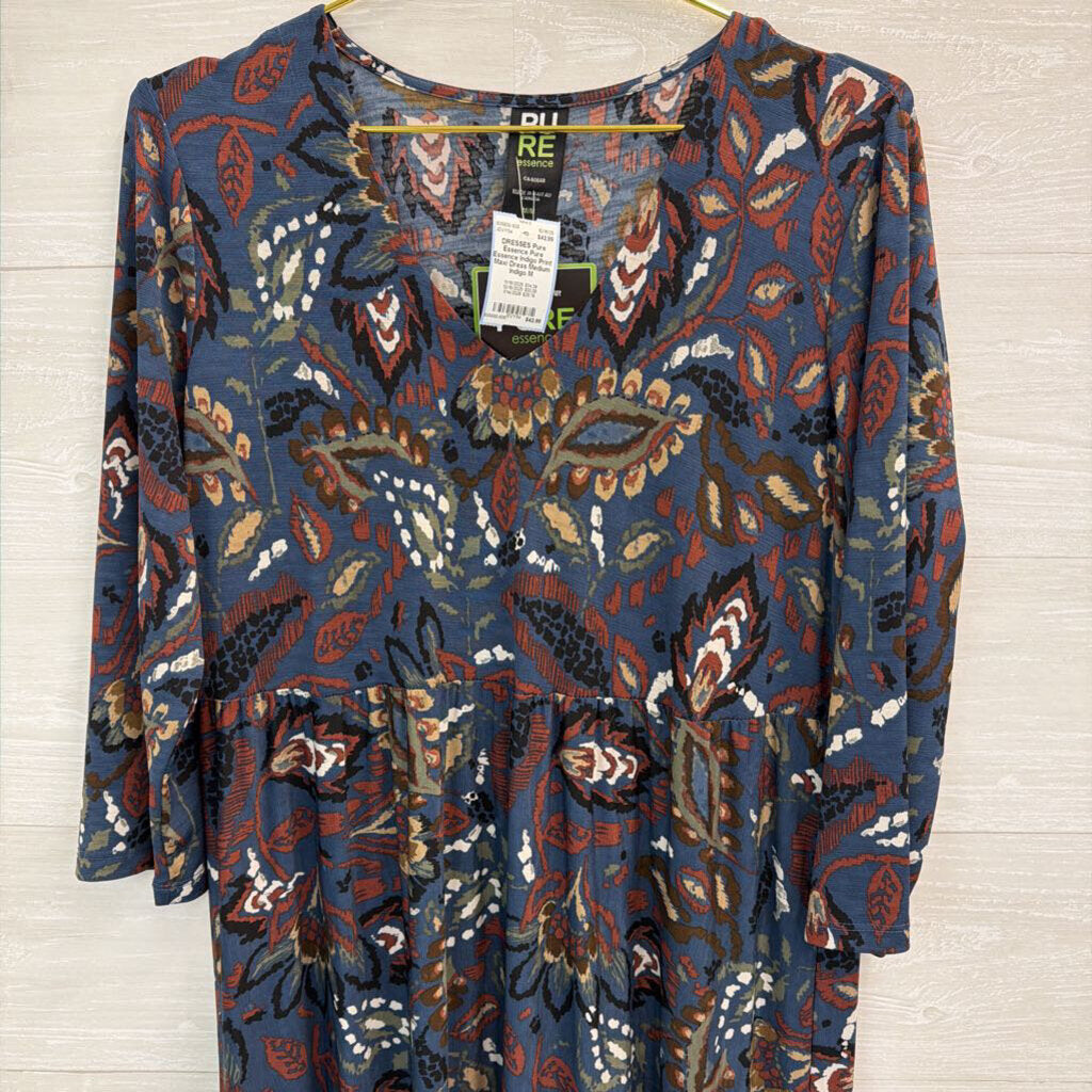 Pure Essence Indigo Print Maxi Dress Medium