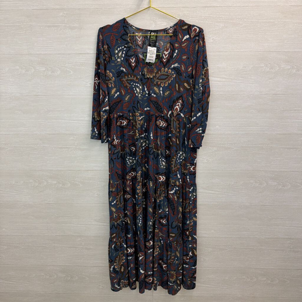 Pure Essence Indigo Print Maxi Dress Medium