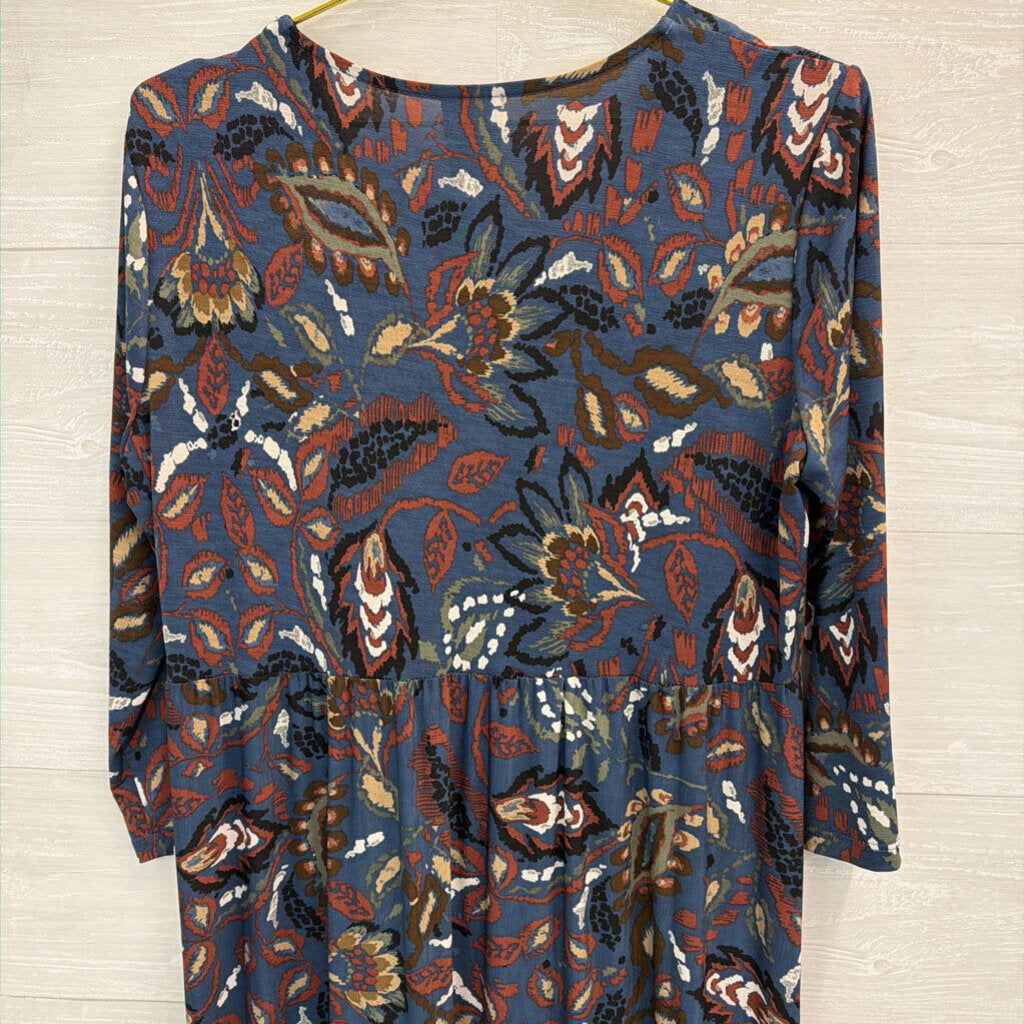 Pure Essence Indigo Print Maxi Dress Medium