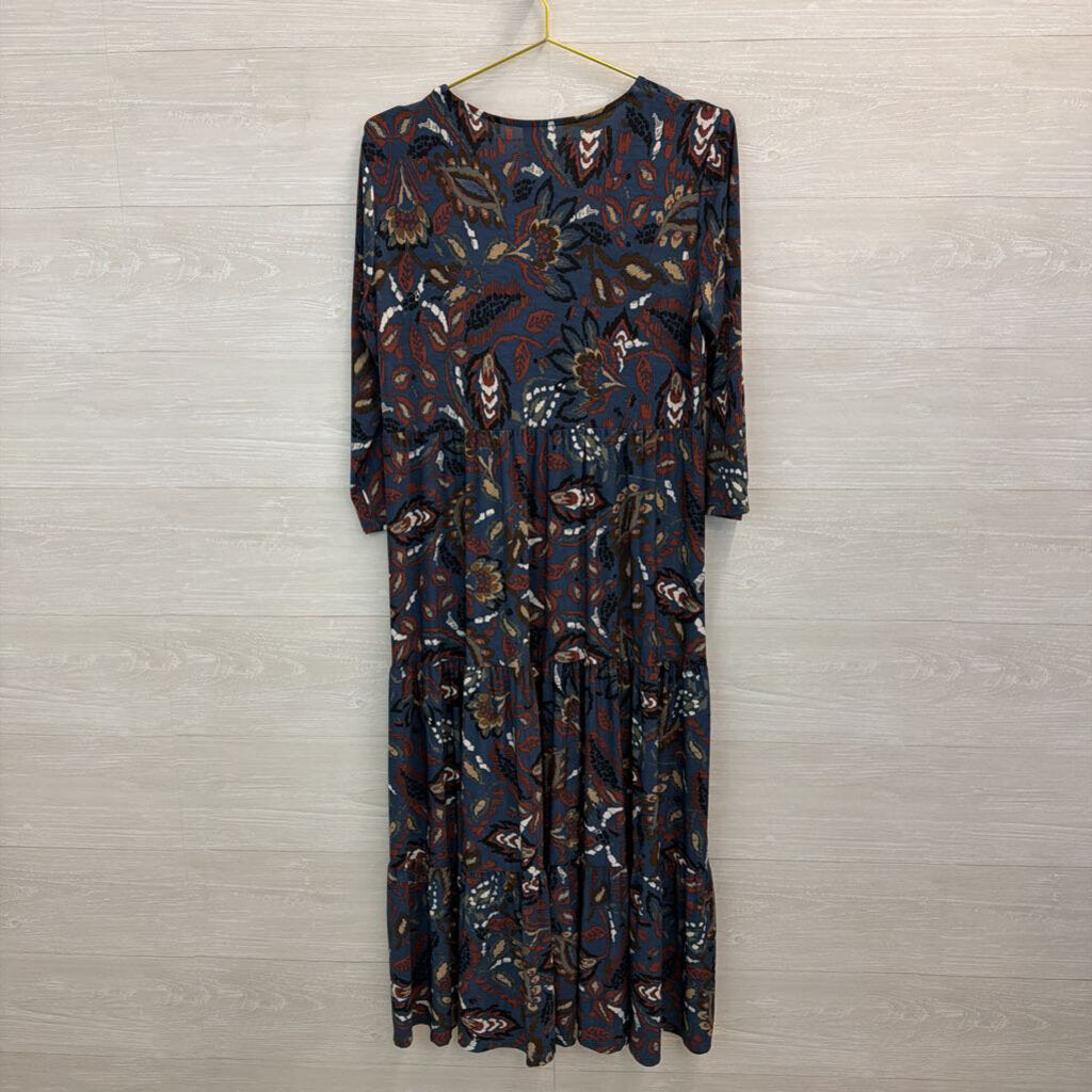 Pure Essence Indigo Print Maxi Dress Medium