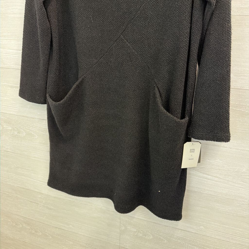 Clara Sun Woo Black Knit Mock Neck Sweater Dress Large