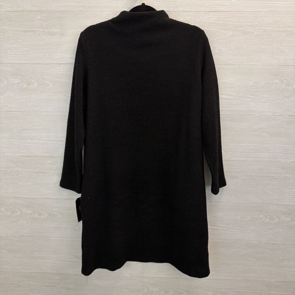 Clara Sun Woo Black Knit Mock Neck Sweater Dress Large