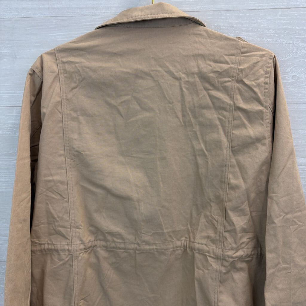 Khaki Zip Up Utility Lightweight Jacket Extra Large