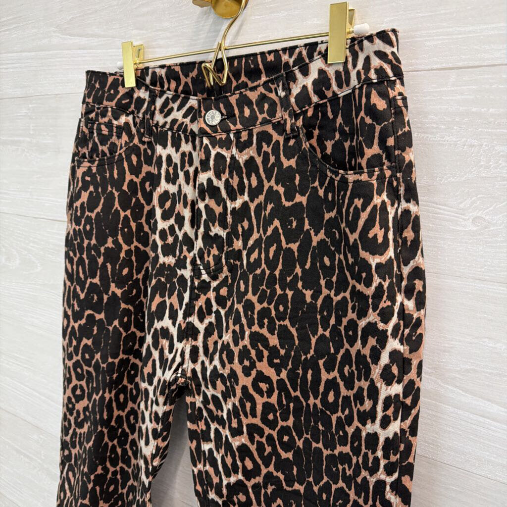 Brown/ Black Leopard Print Wide Leg Pants Large
