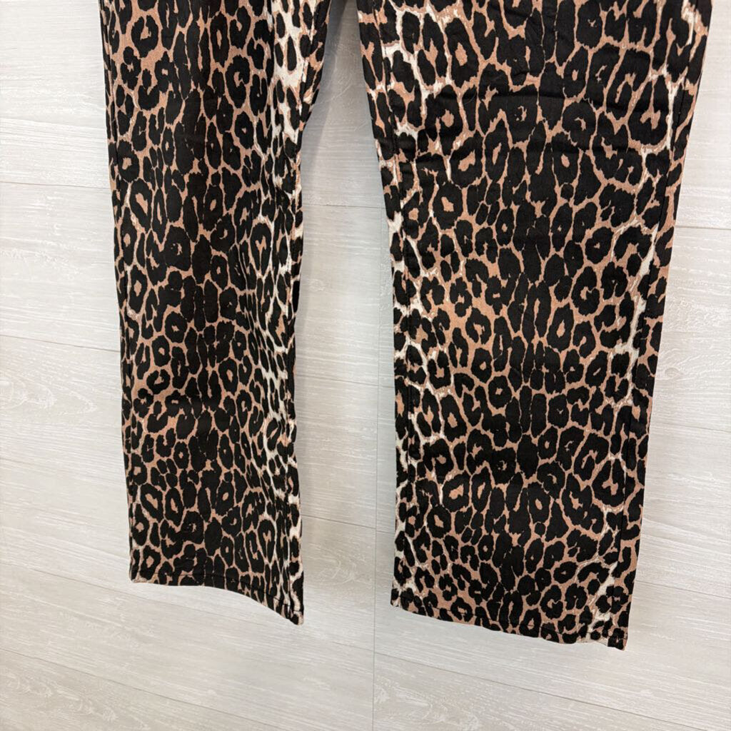 Brown/ Black Leopard Print Wide Leg Pants Large