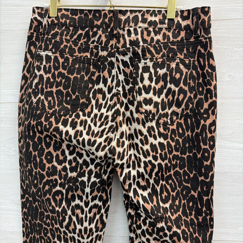 Brown/ Black Leopard Print Wide Leg Pants Large