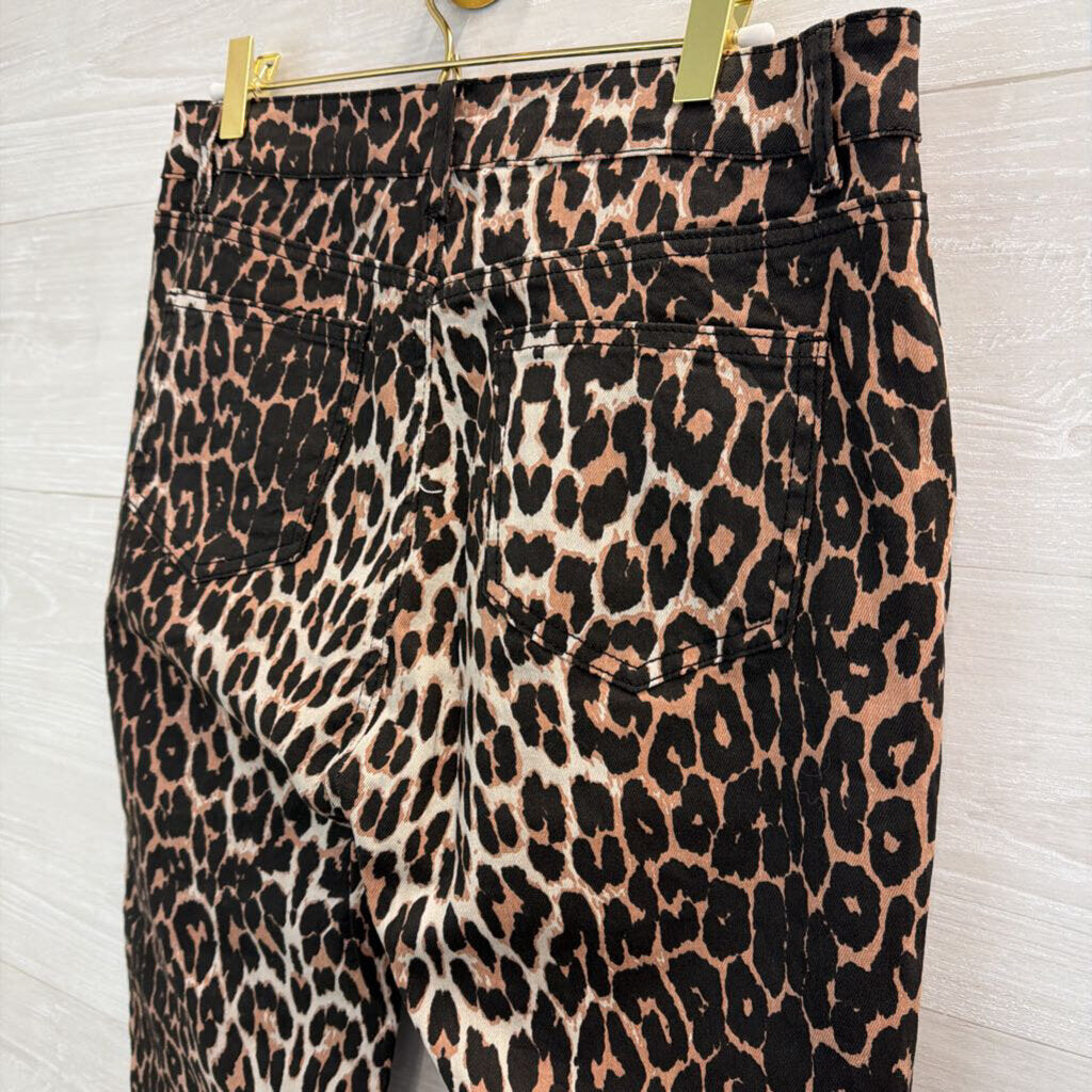 Brown/ Black Leopard Print Wide Leg Pants Large