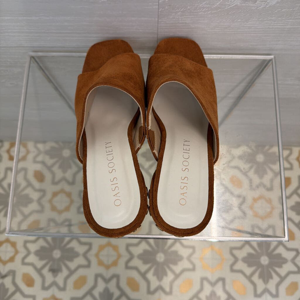 Oasis Society Brown Suede The Leona Block Heels 8.5