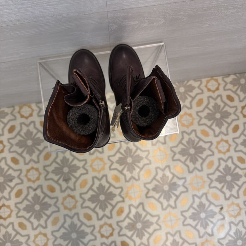 AS 98 Purple Brown Leather Lace Up Jasper Boots 39