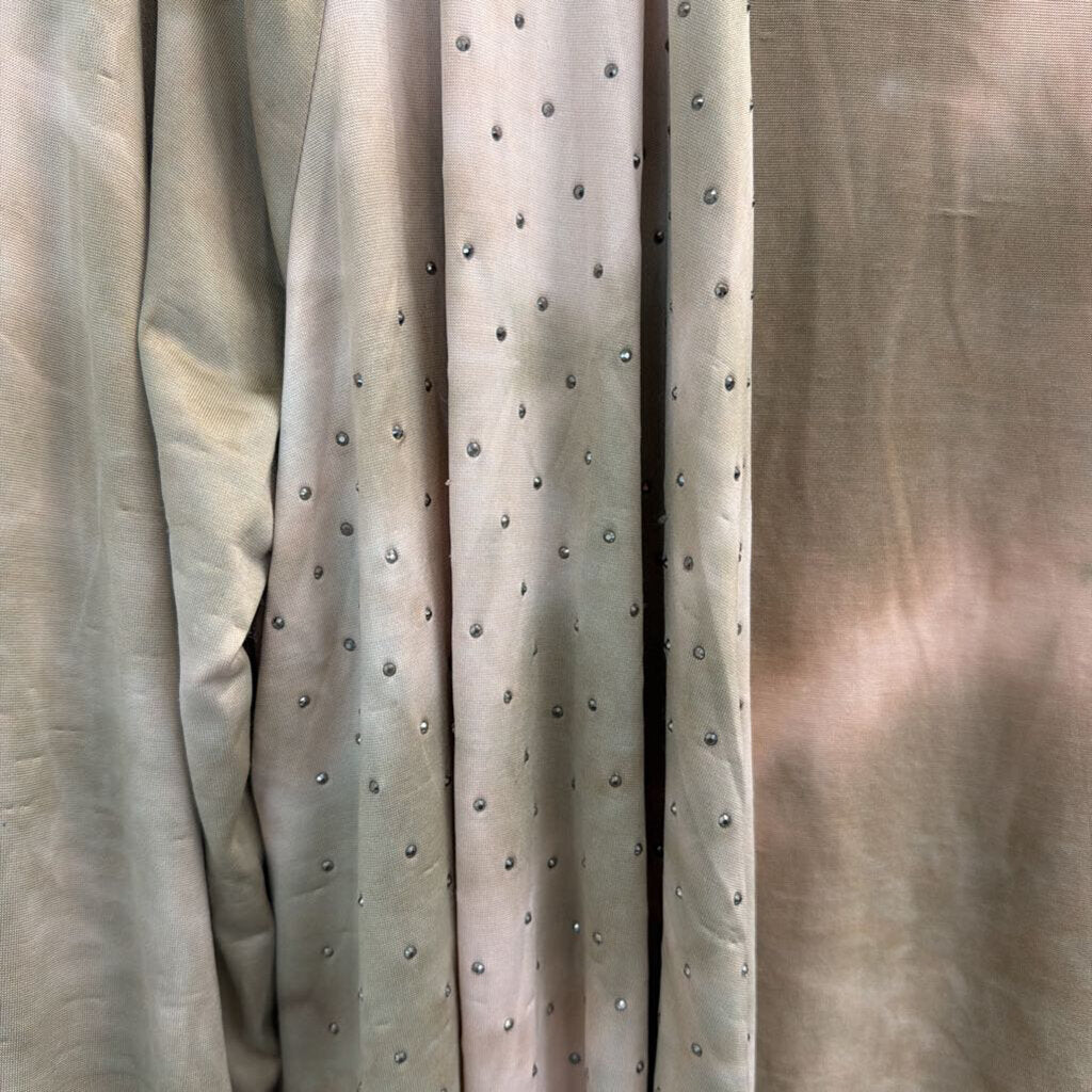 Vocal Brown/ Pink Tie Dye Embellished Open Front Long Sleeve Top Large