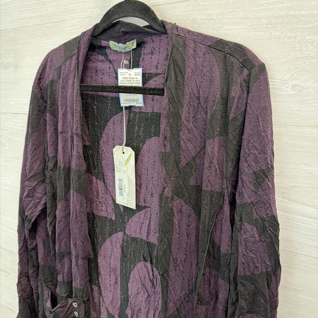 Chalet et ceci Amara Crinkle Mesh Kimono Top Large