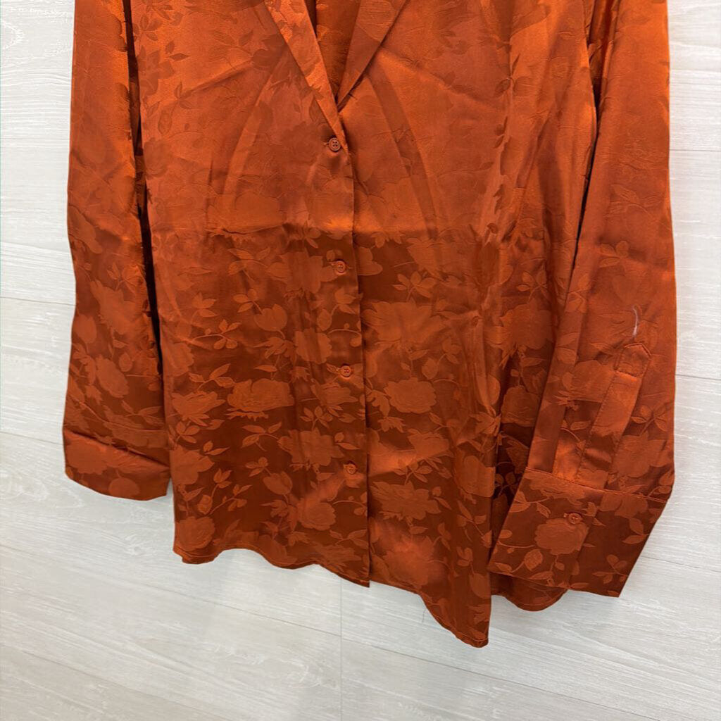 Vici Orange Silky Print Long Sleeve Top Large