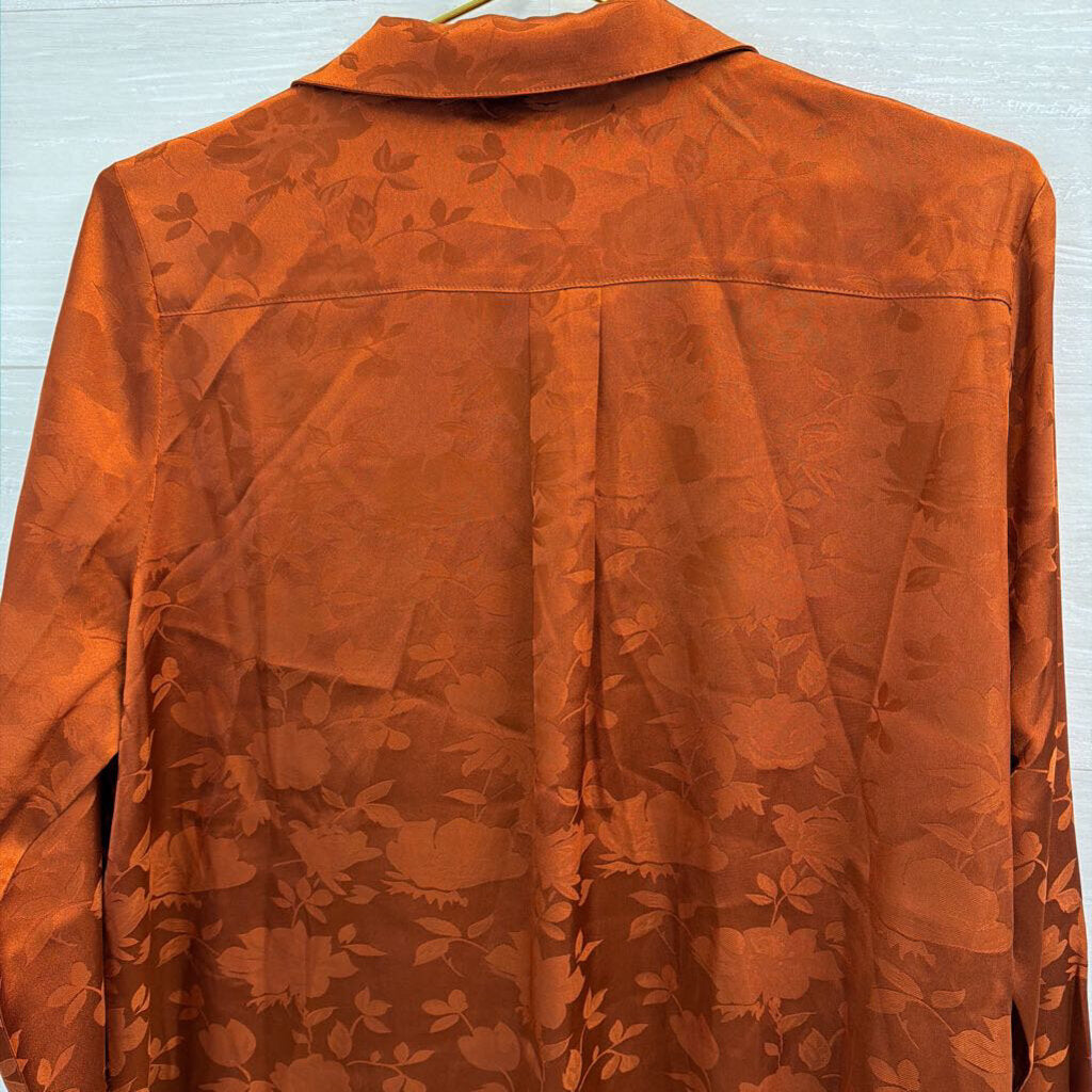 Vici Orange Silky Print Long Sleeve Top Large