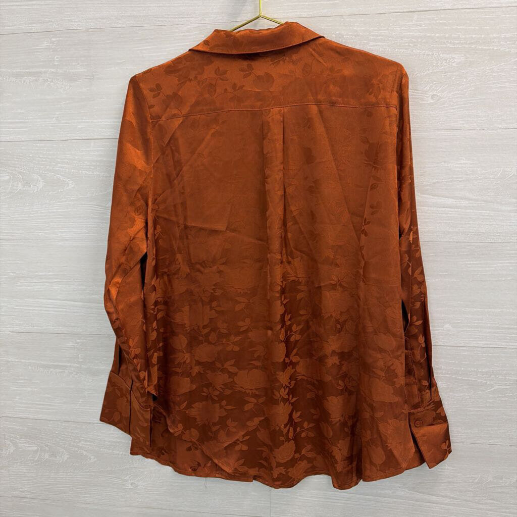 Vici Orange Silky Print Long Sleeve Top Large