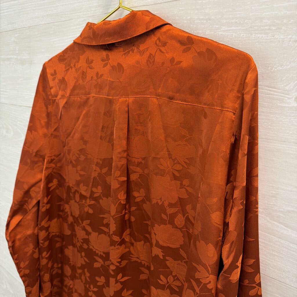 Vici Orange Silky Print Long Sleeve Top Large