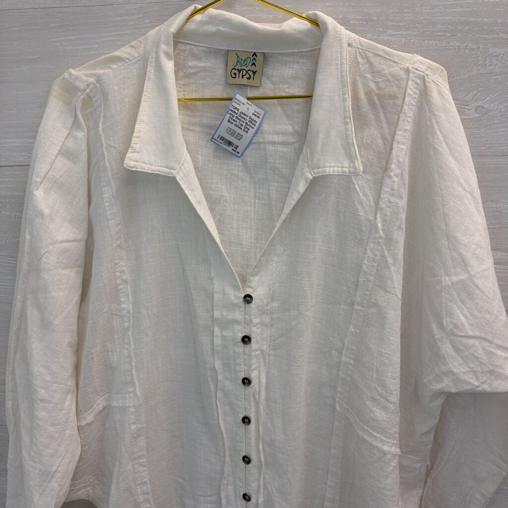 Jaded Gypsy White Long Sleeve Button Down Top One Size