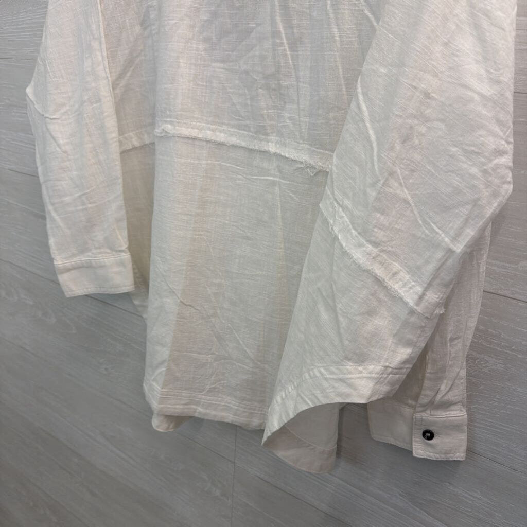 Jaded Gypsy White Long Sleeve Button Down Top One Size
