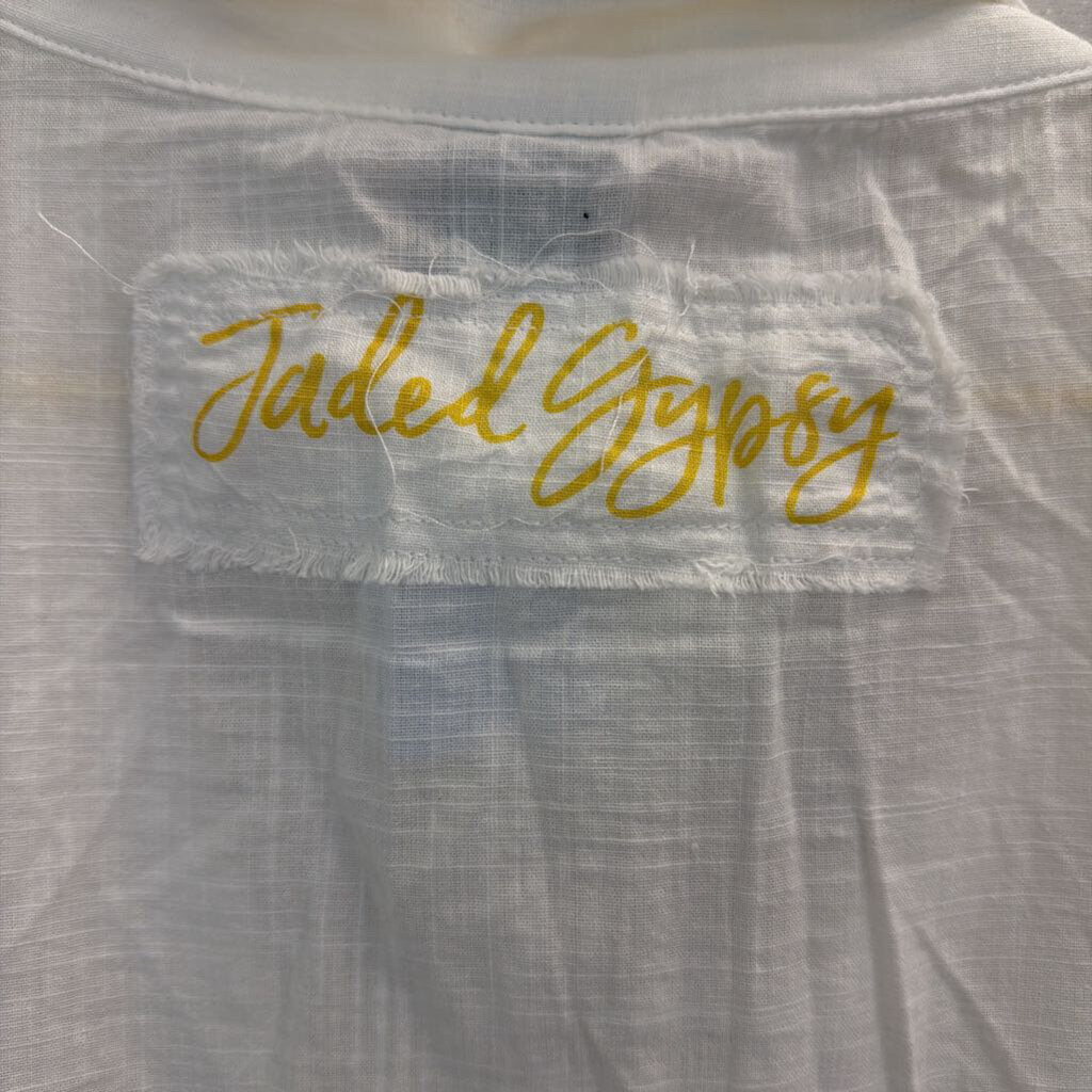 Jaded Gypsy White Long Sleeve Button Down Top One Size