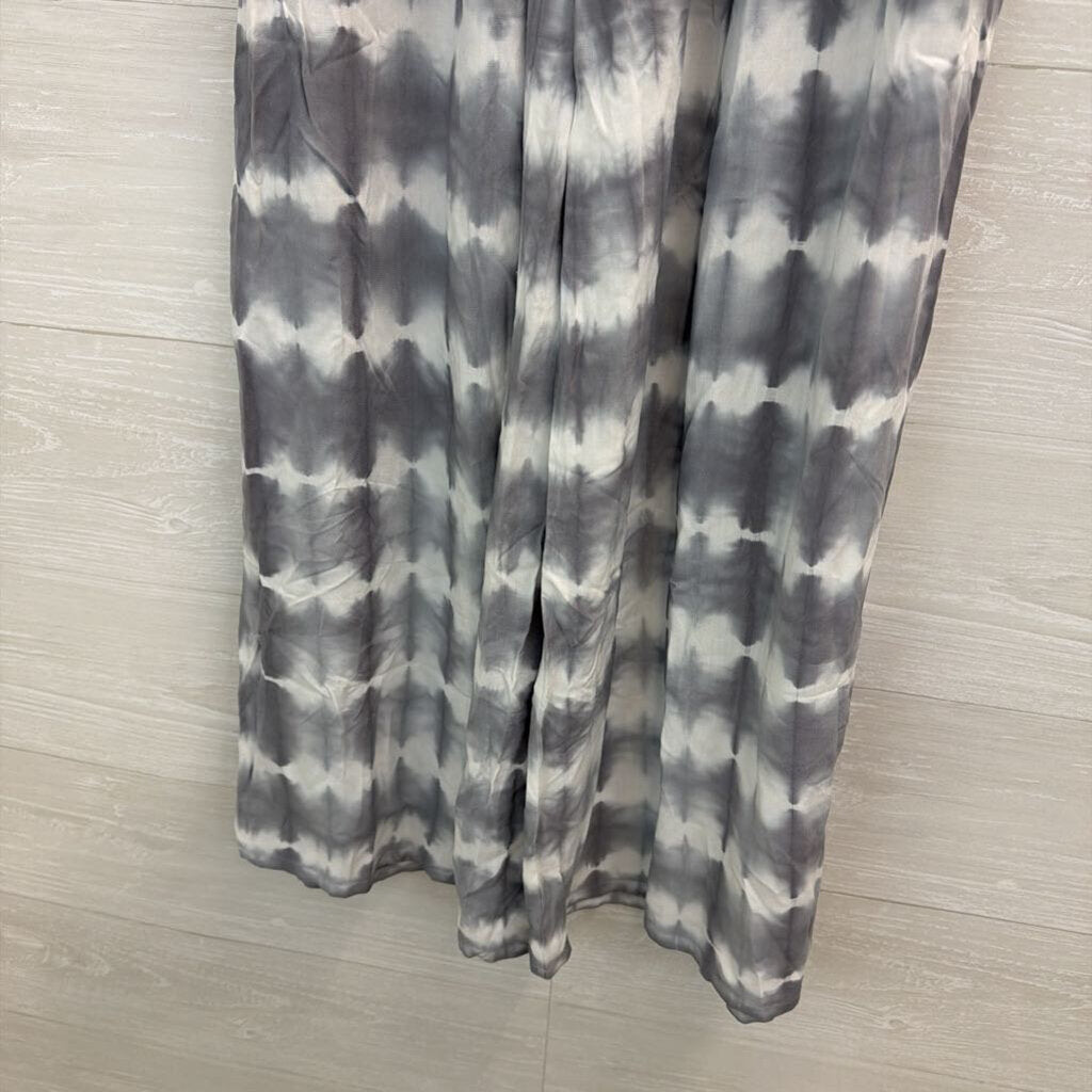 Charlie B Grey/ White Tie Dye Wide Leg Pull On Pants Medium
