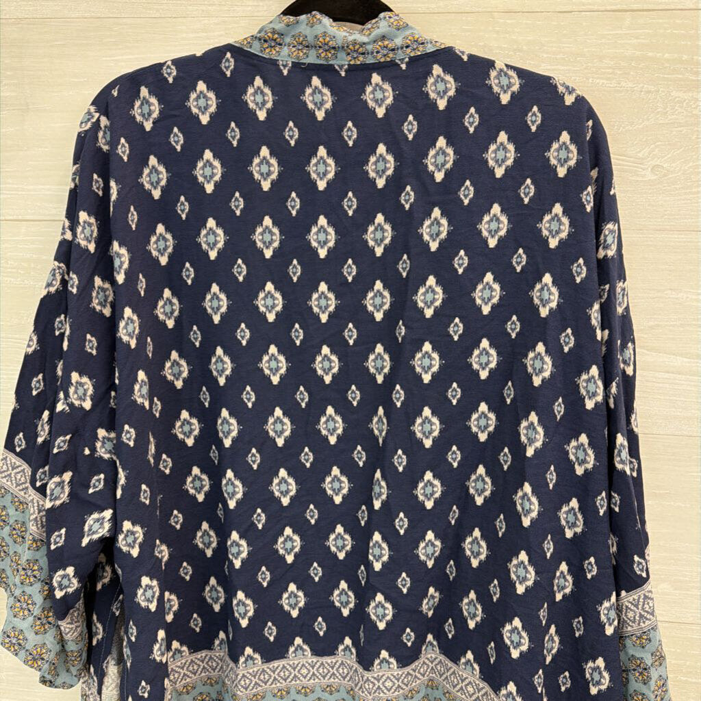 Knox Rose Blue Print Kimono Top Medium/ Large