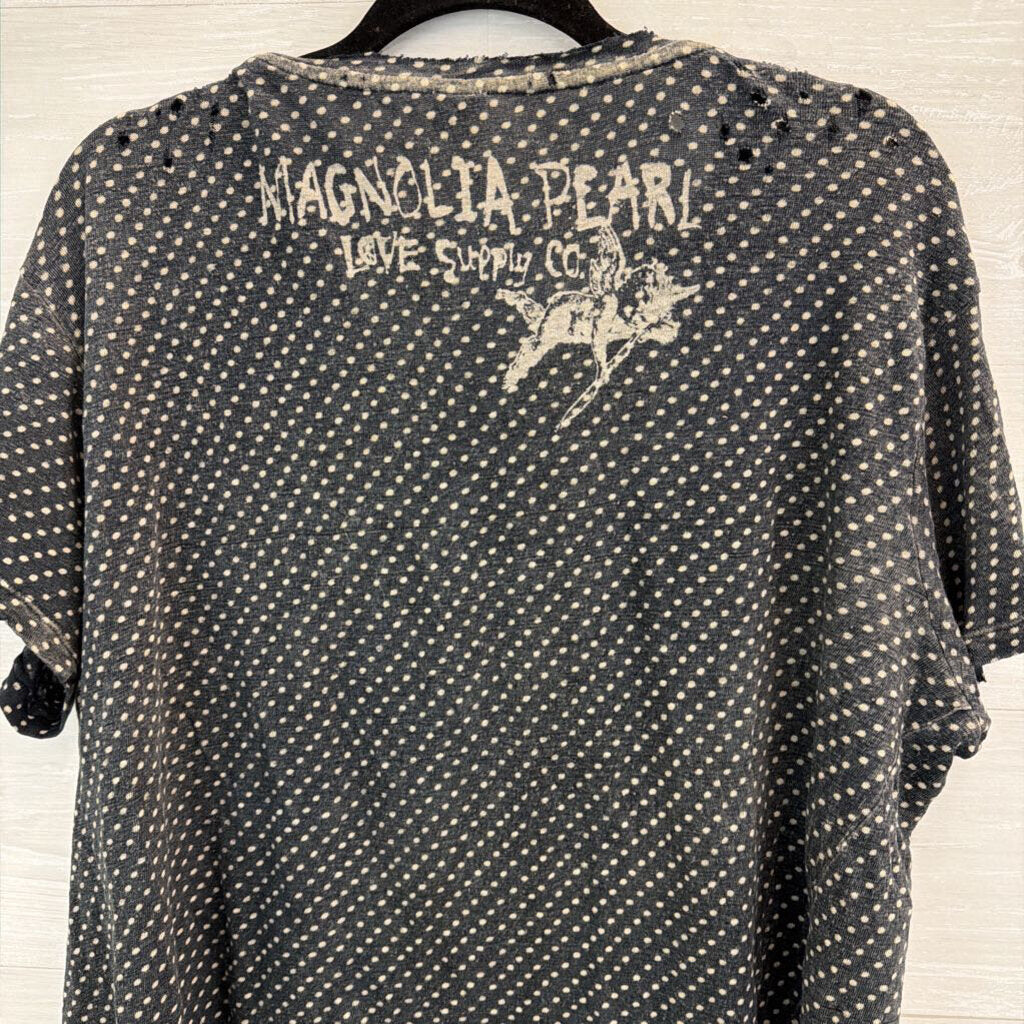 Magnolia Pearl Grey/ Cream Polka Dot Short Sleeve Top One Size
