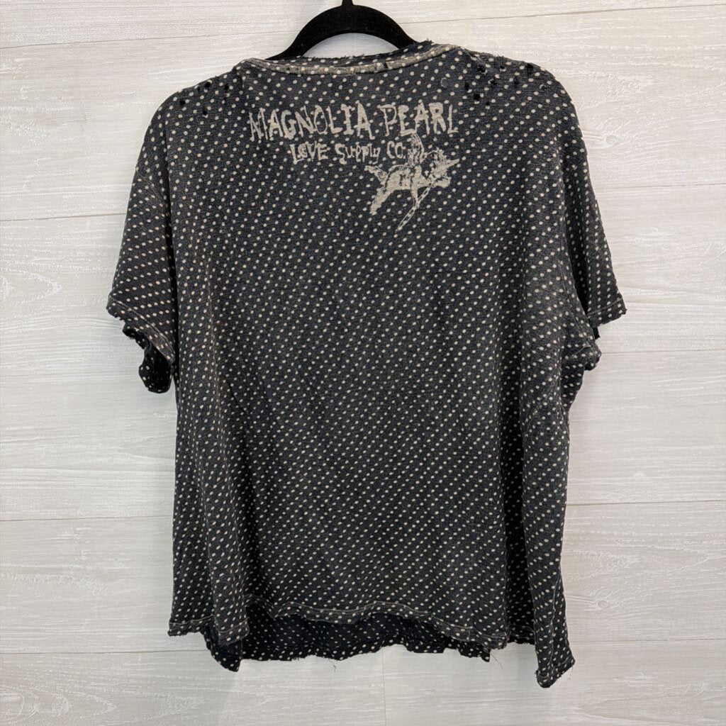 Magnolia Pearl Grey/ Cream Polka Dot Short Sleeve Top One Size