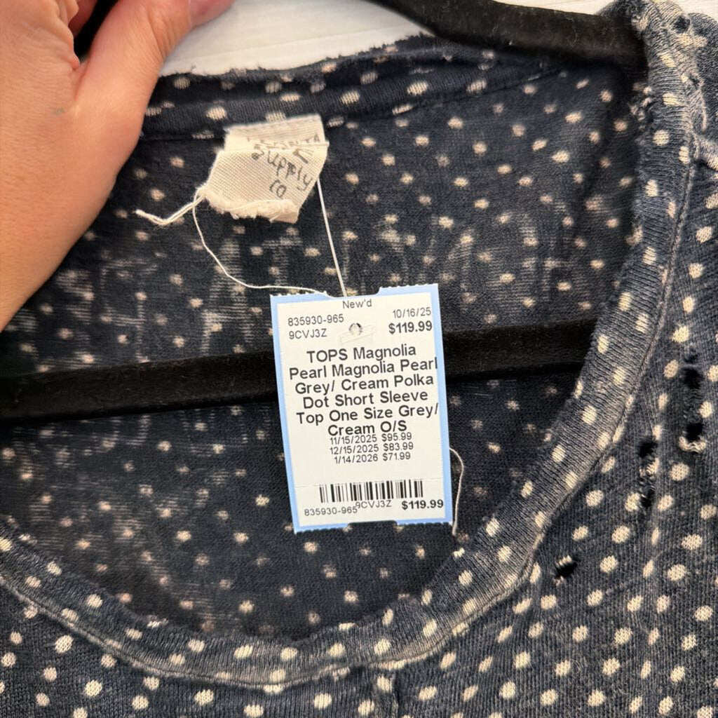 Magnolia Pearl Grey/ Cream Polka Dot Short Sleeve Top One Size