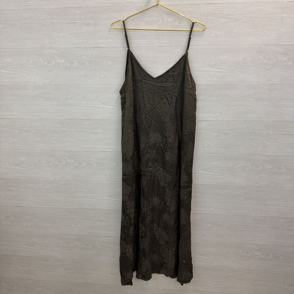 Natural Life Green Silky Print Maxi Dress Large