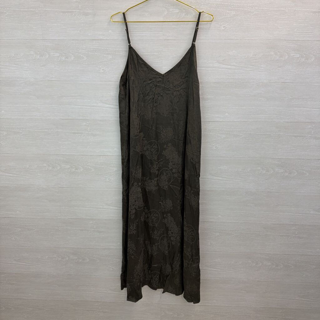 Natural Life Green Silky Print Maxi Dress Large