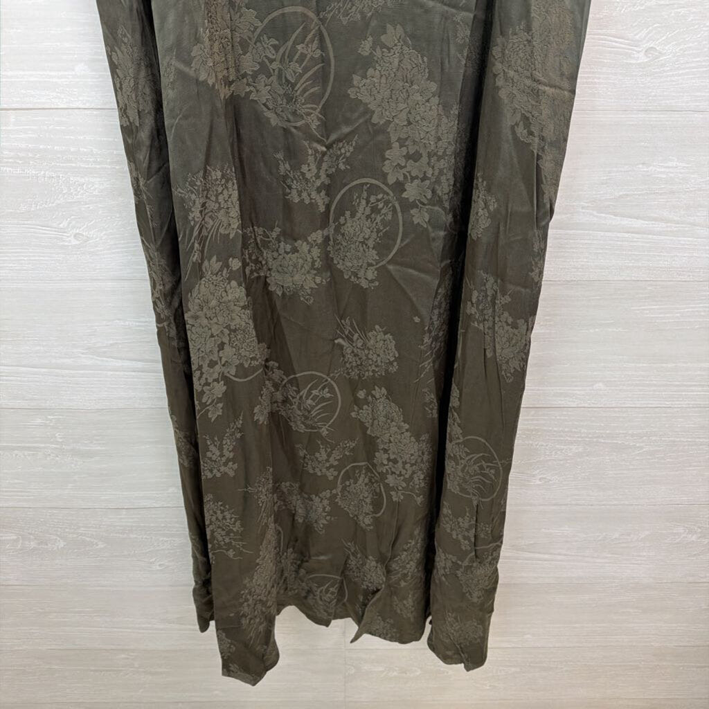 Natural Life Green Silky Print Maxi Dress Large