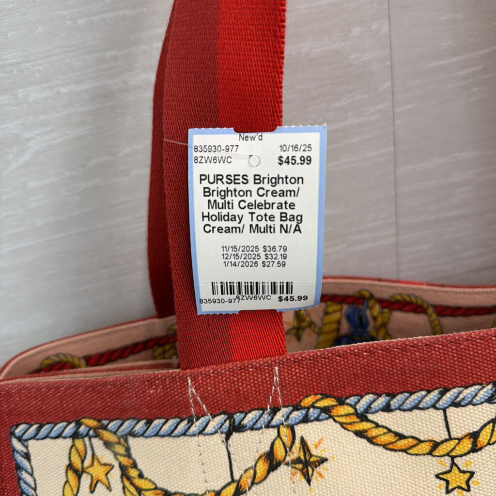 Brighton Cream/ Multi Celebrate Holiday Tote Bag