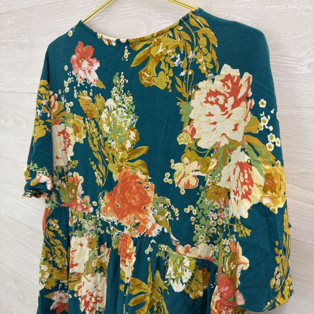 Andree Green/ Multi Print Short Sleeve Top 2X