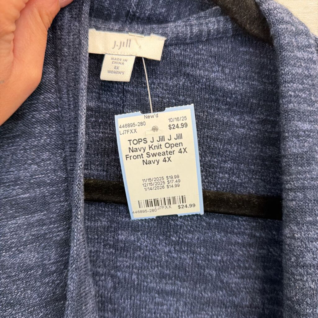 J Jill Navy Knit Open Front Sweater 4X