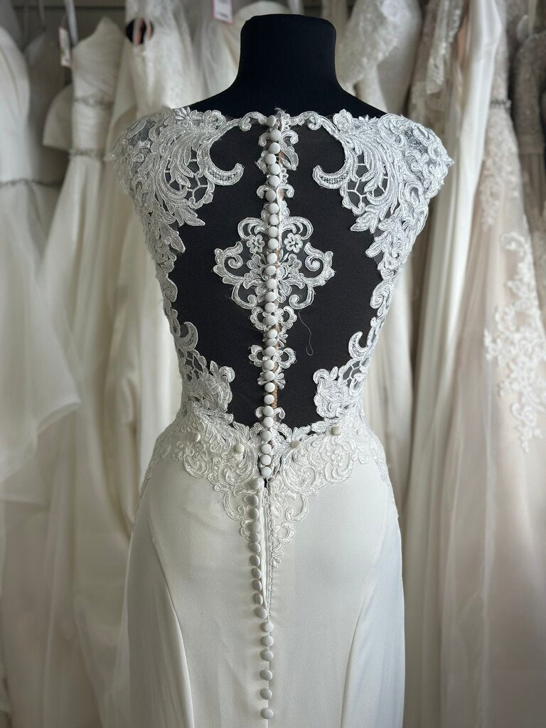 Essense of Australia D2238 Lace Cut Out Crepe Wedding Dress 10