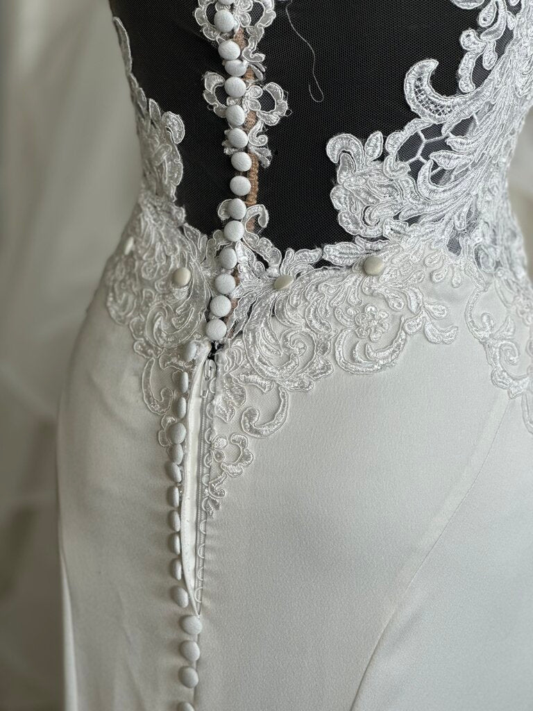 Essense of Australia D2238 Lace Cut Out Crepe Wedding Dress 10