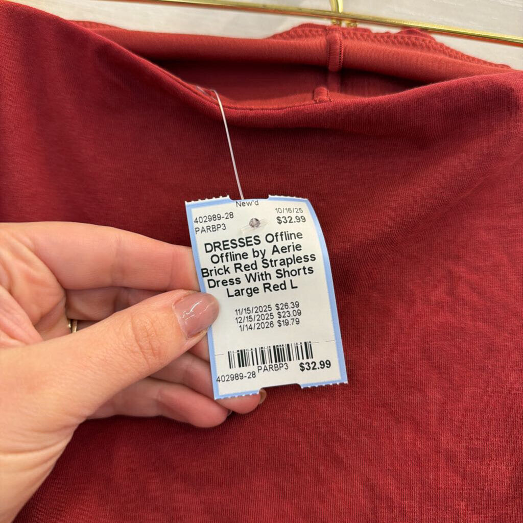 Offline by Aerie Brick Red Strapless Dress With Shorts Large